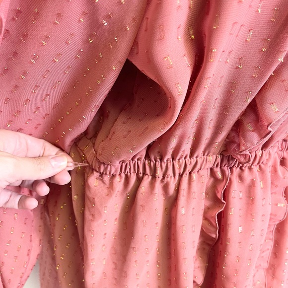 Lauren Conrad Cascading Ruffle Dress Raglan Sleeves Boatneck Midi Without Belt - Picture 13 of 15